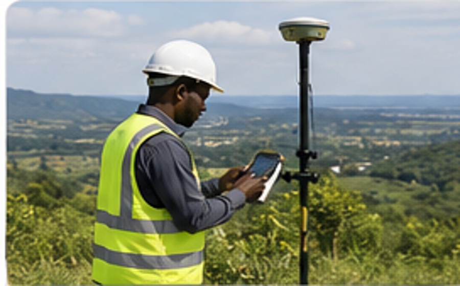 Professional GNSS surveying team at work